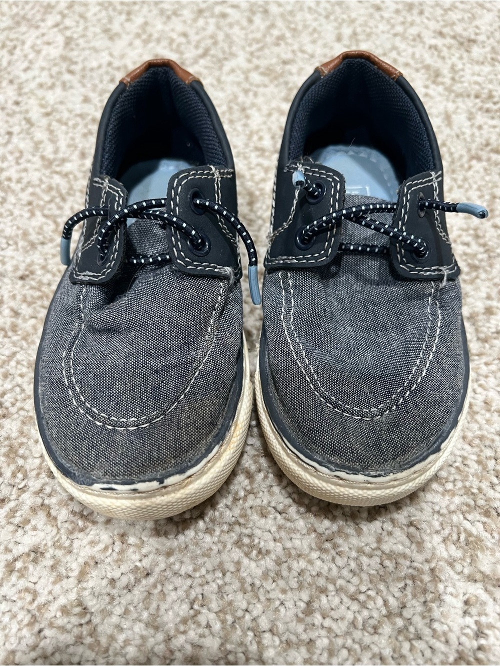 Kids Blue Gray Canvas Boat Shoes